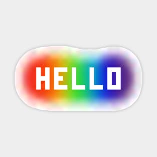 Stencilled Hello on Rainbow Spraypaint Sticker